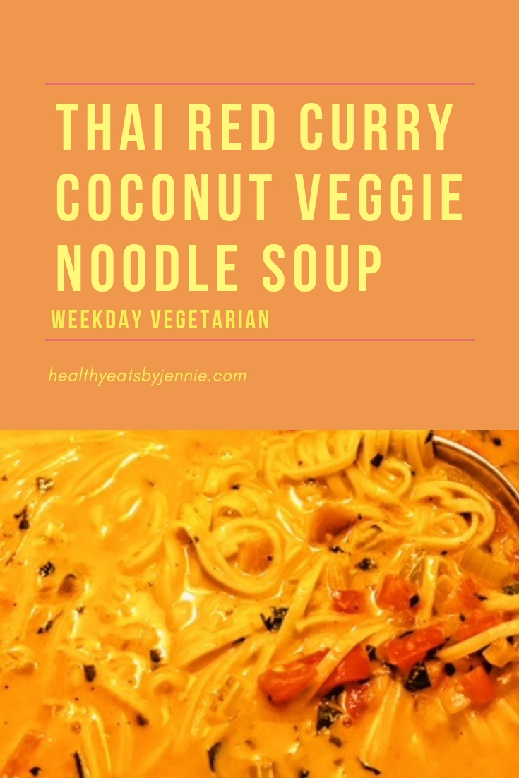 thai red curry coconut veggie noodle soup